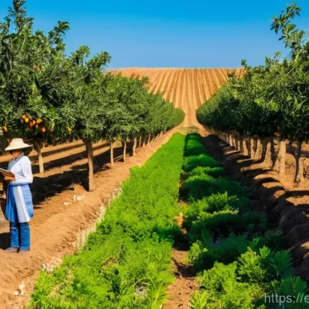 농업 디지털 패러다임 변화 - **Precision Irrigation and Sensors in a Spanish Citrus Grove**
    A vibrant, sun-drenched citrus gr...