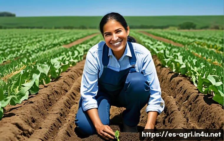농업 생태계 보전 정책 - A serene and vibrant outdoor scene depicting a wise, smiling Hispanic female farmer in her 60s. She ...