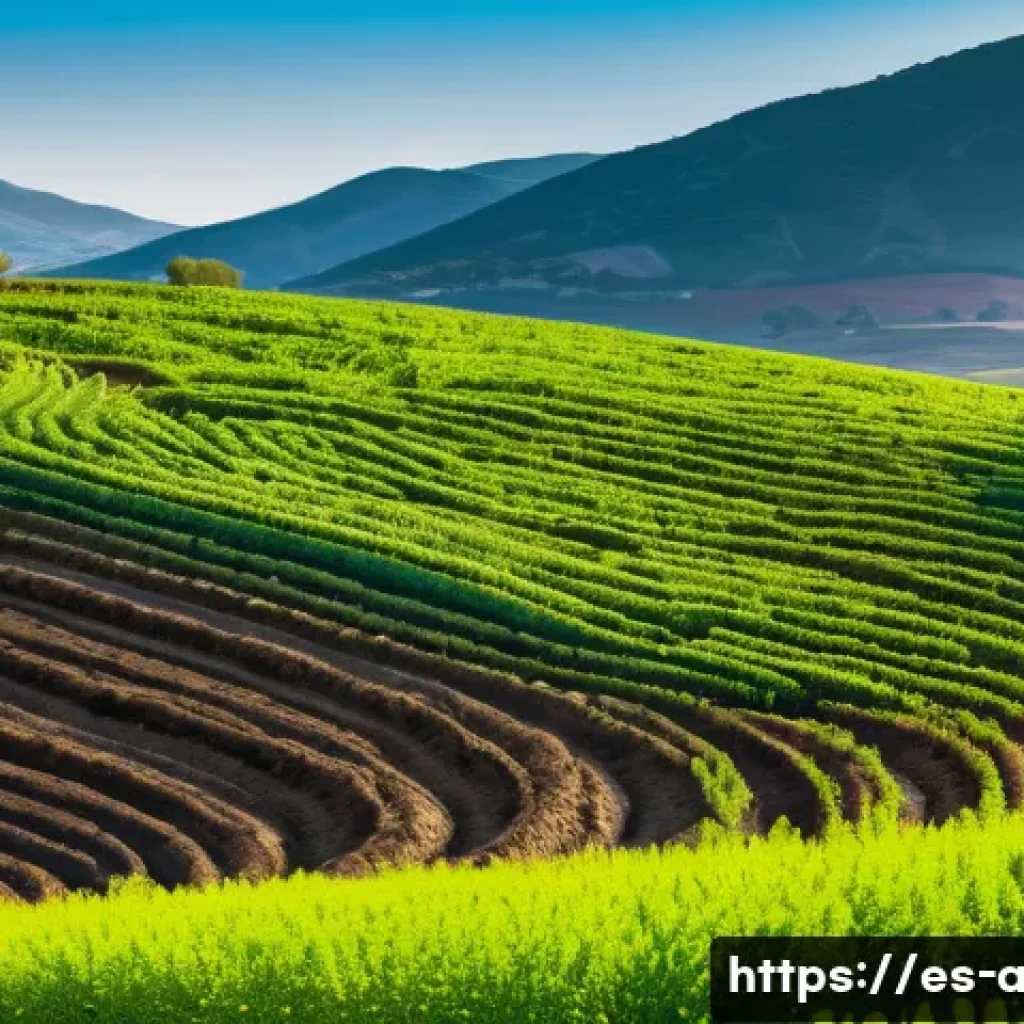 친환경 농업 방법 - A vibrant organic farm scene in rural Spain showcasing sustainable soil optimization practices: rich...