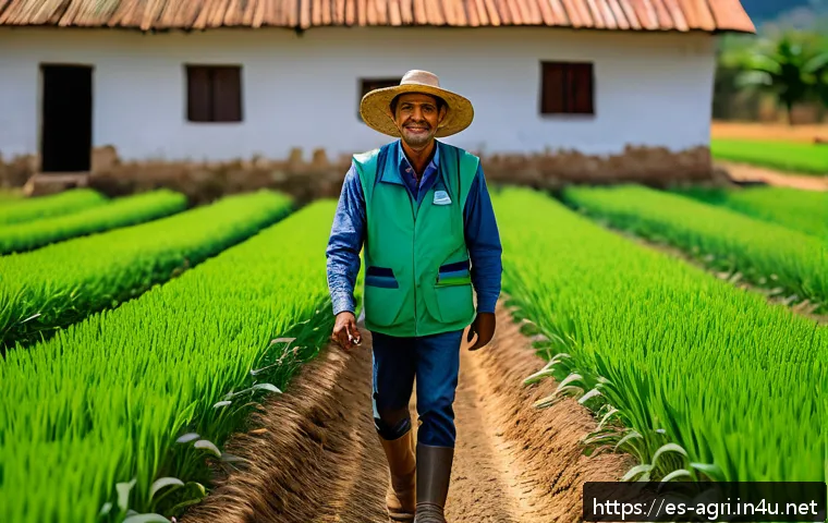 농업 연구소 운영 방식 - A vibrant rural agricultural research scene in Latin America, featuring diverse farmers and scientis...
